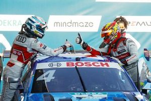 Robin Frijns, Audi Sport Team Abt Sportsline and René Rast, Audi Sport Team Rosberg in parc ferme