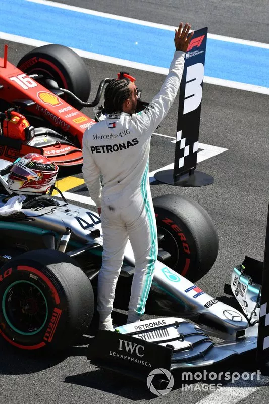 Pole man Lewis Hamilton, Mercedes AMG F1, celebrates