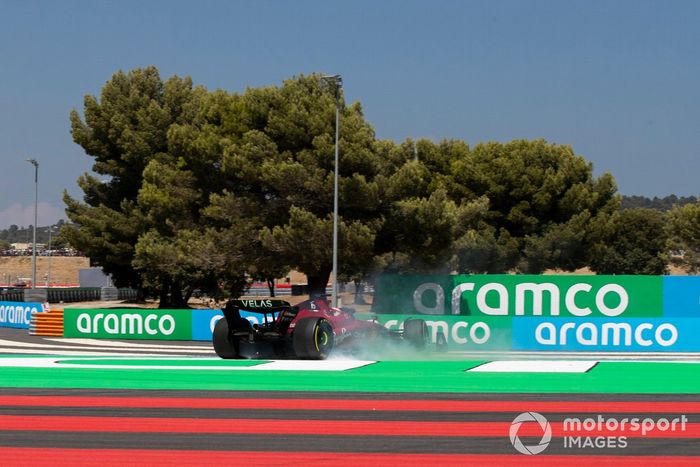 Choque de Charles Leclerc, Ferrari F1-75, en Le Beausset