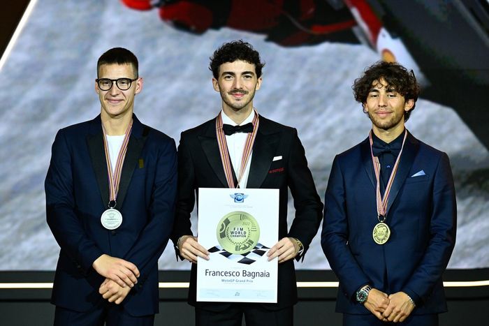 Fabio Quartararo, Yamaha Factory Racing, el campeón del mundo de MotoGP Francesco Bagnaia, el equipo Ducati, Enea Bastianini, Gresini Racing