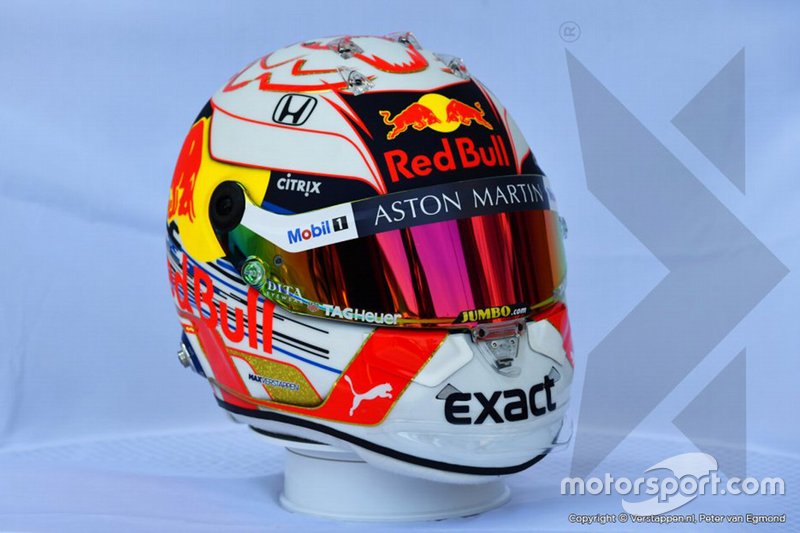 El casco de Max Verstappen, Red Bull Racing