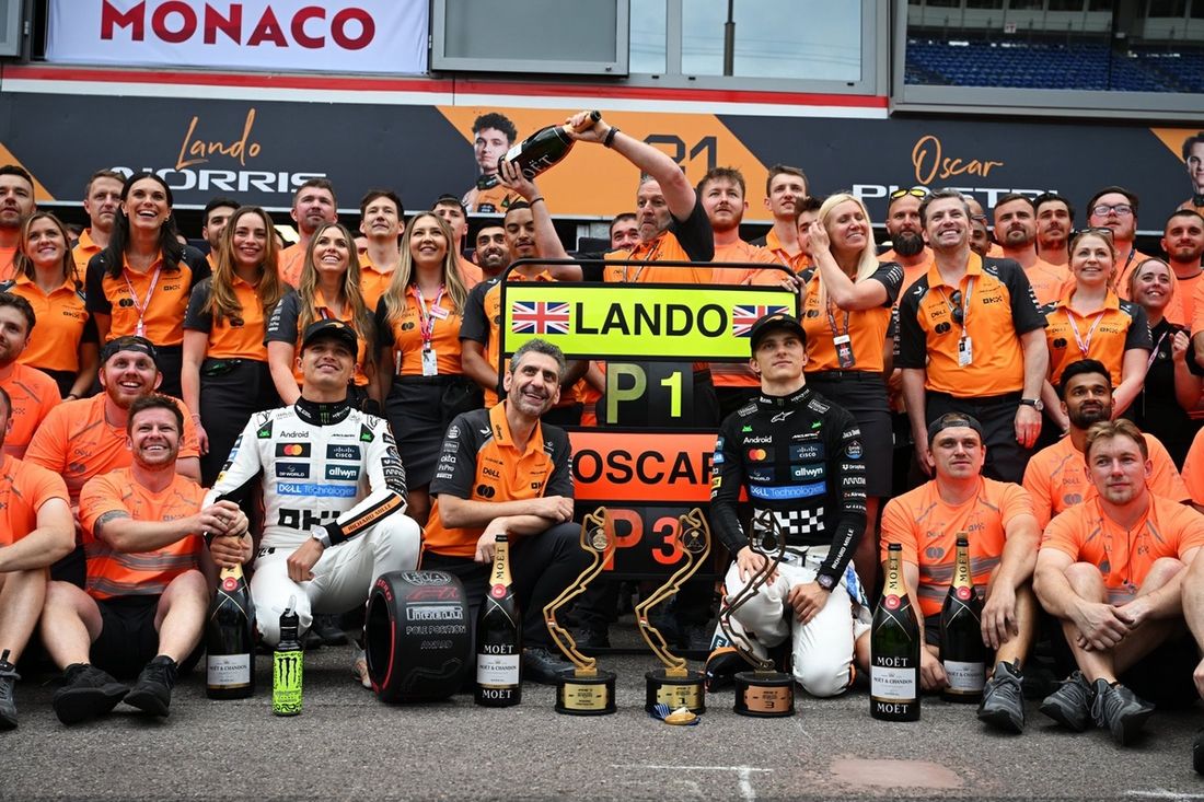 Lando Norris, McLaren, Oscar Piastri, McLaren, Andrea Stella, McLaren