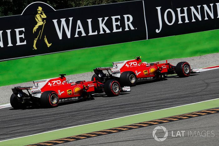 Sebastian Vettel, Ferrari SF70H y Kimi Raikkonen, Ferrari SF70H