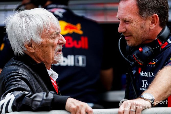 Bernie Ecclestone, Presidente Emiritus de Fórmula 1, y Christian Horner, Director, Red Bull Racing