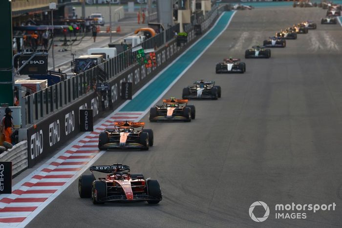 Charles Leclerc, Ferrari SF-23, Oscar Piastri, McLaren MCL60, Lando Norris, McLaren MCL60, George Russell, Mercedes F1 W14