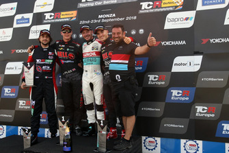 Podium: Race winner Jean-Karl Vernay, Leopard Lukoil Team Audi RS3 LMS TCR, second place Josh Files, Hell Energy Racing with KCMG Honda Civic Type R TCR, third place Attila Tassi, Hell Energy Racing with KCMG Honda Civic Type R TCR, Giovanni Altoè, Pit Lane Competizioni Audi RS3 LMS TCR