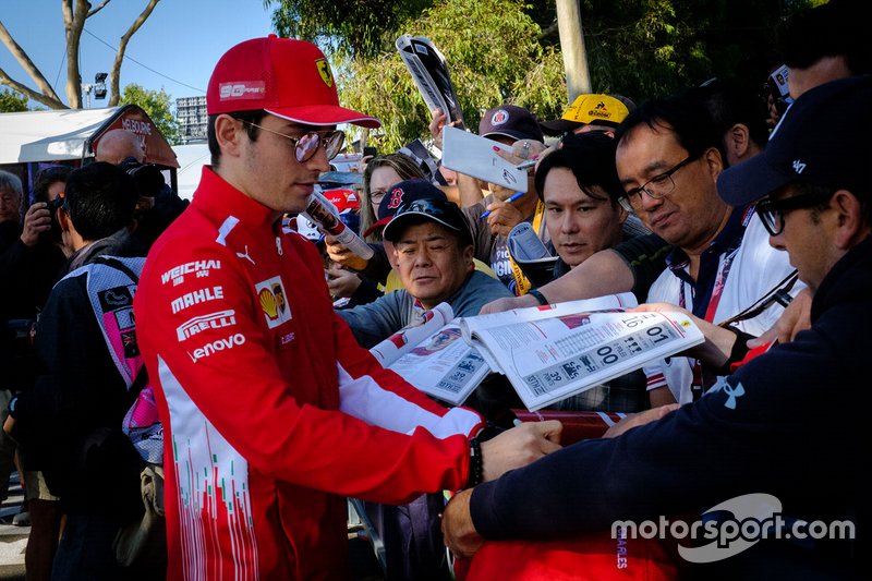 Charles Leclerc, Ferrari signs autographs for fans