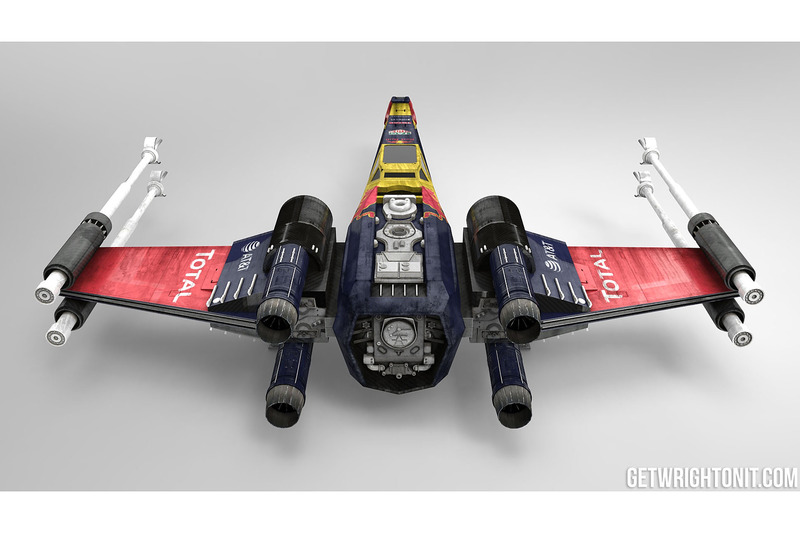 Star Wars X-Wing con la decoración de Red Bull Racing