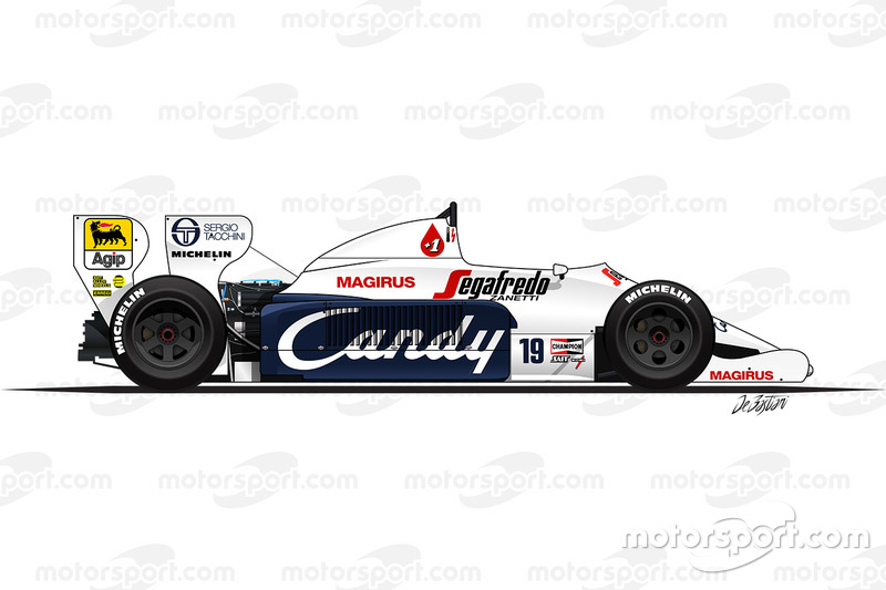 La Toleman TG184 pilotée par Ayrton Senna