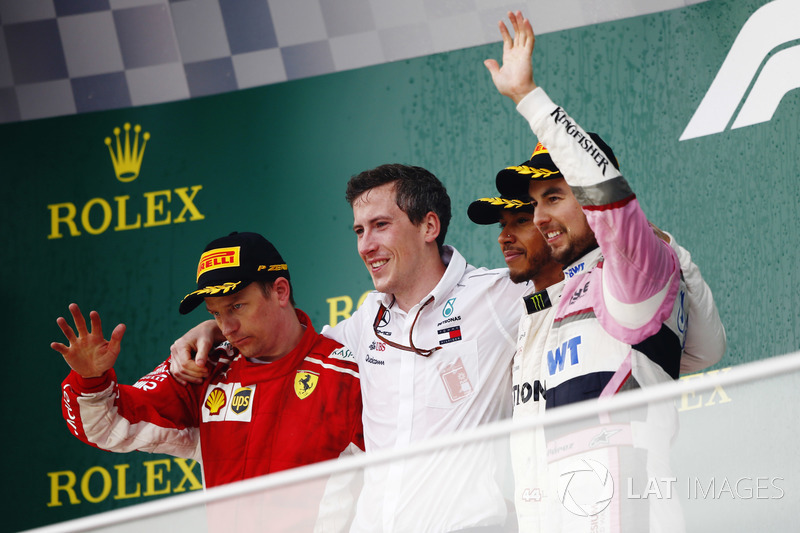 Kimi Raikkonen, Ferrari, Lewis Hamilton, Mercedes AMG F1, Sergio Perez, Force India
