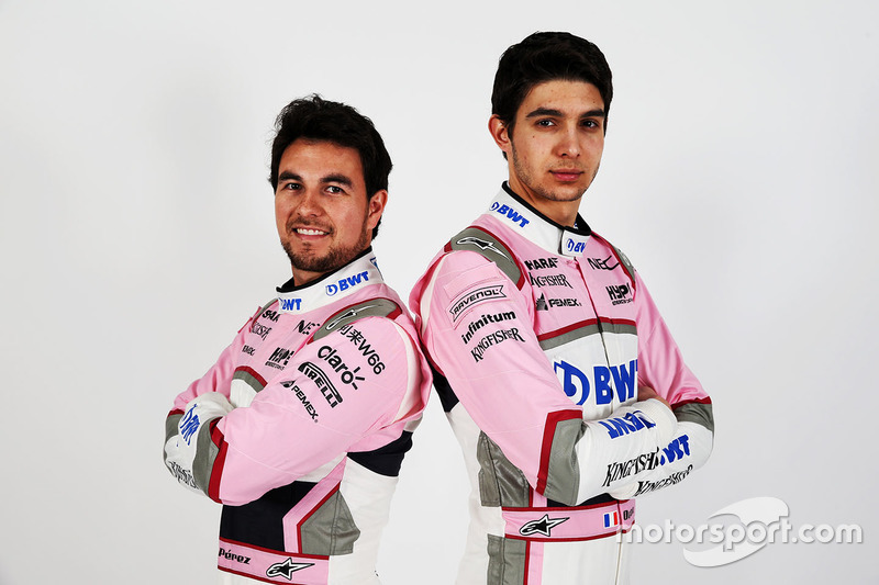Esteban Ocon, Sahara Force India F1 and Sergio Perez, Sahara Force India