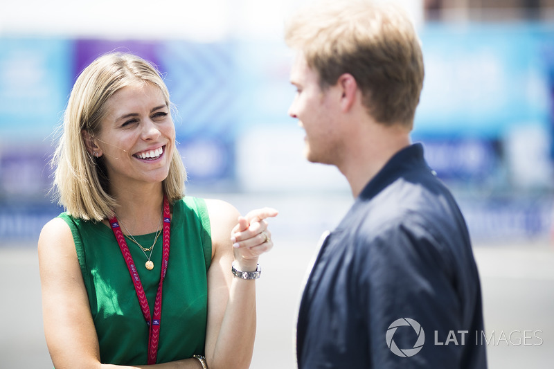 TV Presenter Nicki Shields wth Nico Rosberg