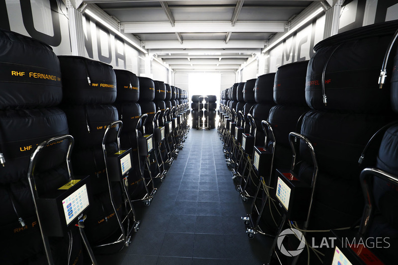 Llantas en el garaje de McLaren Honda