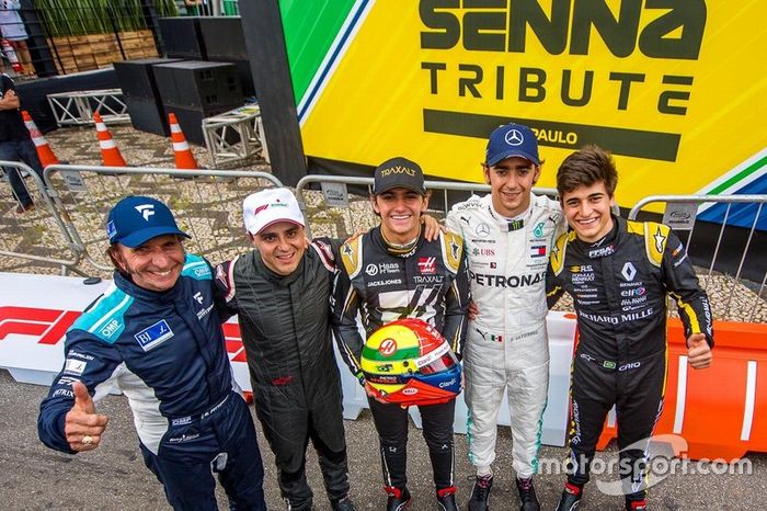 Emerson Fittipaldi, Filipe Massa, Pierto Fittipaldi, Esteban Gutiérrez, Caio Collet, en el Festival Senna Tribute