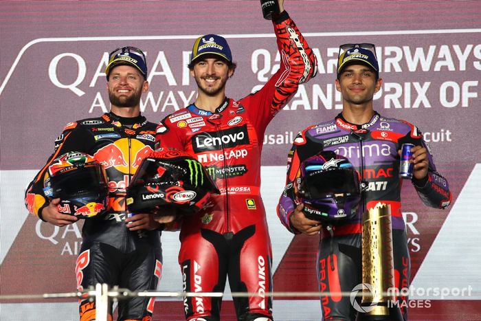 Brad Binder, Red Bull KTM Factory Racing, Francesco Bagnaia, Ducati Team, Jorge Martin, Pramac Racing