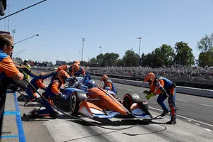 Scott Dixon, Chip Ganassi Racing Honda, au stand