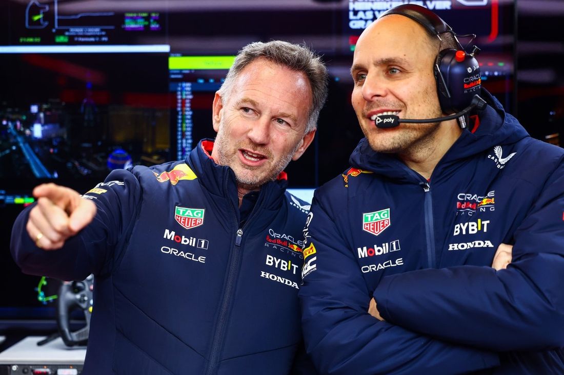 Christian Horner, dyrektor zespołu, Red Bull Racing, Gianpiero Lambiase, inżynier wyścigowy Red Bull Racing