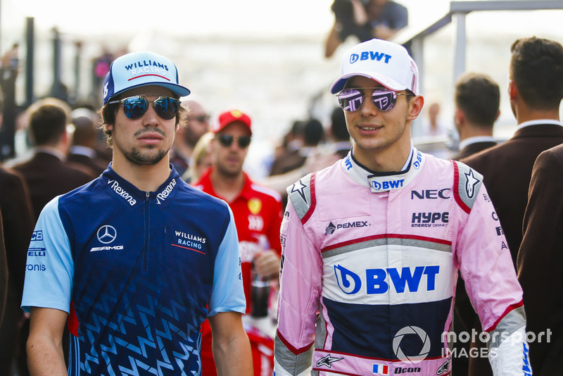 Lance Stroll, Williams Racing y Esteban Ocon, Racing Point Force India