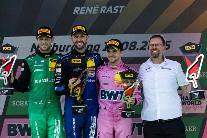 Podium: Race winnerRené Rast, Schubert Motorsport, second place Marco Wittmann, Schubert Motorsport, third place Lucas Auer, Mercedes-AMG Team Landgraf, Florian Rinkes, Team Manager Schubert Motorsport