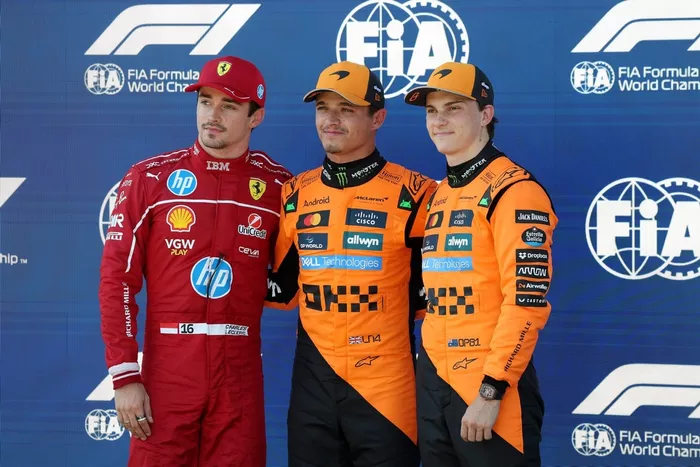 Charles Leclerc, Ferrari, Lando Norris, McLaren, Oscar Piastri, McLaren