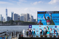 Daniel Abt, Audi Sport ABT Schaeffler,Lucas di Grassi, Audi Sport ABT Schaeffler, Sébastien Buemi, Renault e.Dams, sur le podium après la course