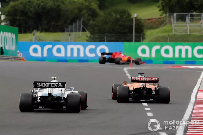 Sebastian Vettel, Ferrari SF1000, Carlos Sainz Jr., McLaren MCL35, Nicholas Latifi, Williams FW43