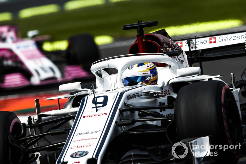 Marcus Ericsson, Sauber C37, leads Sergio Perez, Racing Point Force India VJM11
