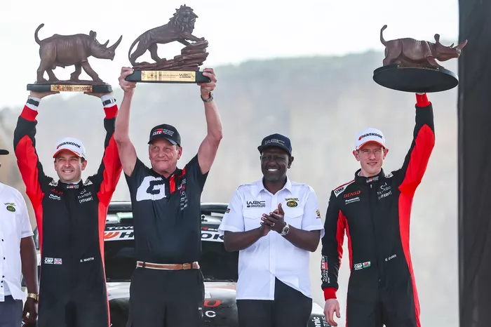Podium: Elfyn Evans, Scott Martin, Toyota Gazoo Racing WRT Toyota GR Yaris Rally1 with Juha Kankkunen