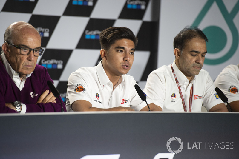 CEO Dorna Sports, Carmelo Ezpeleta, Malaysia Minister of Youth and Sport, YB Tuan Syed Saddiq Syed Abdul Rahman, and Chairman Sepang International Circuit, Tan Sri Azman Yahya