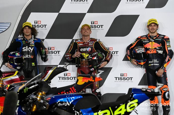Top 3 calificados: Sam Lowes, Marc VDS Racing Team Remy Gardner, Red Bull KTM Ajo Marco Bezzecchi, Sky Racing Team VR46 parc ferme