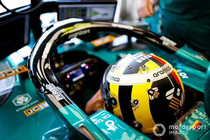Sebastian Vettel, Aston Martin, in his cockpit
