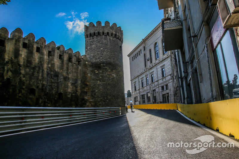 Baku city circuit at turn 10 with the castle