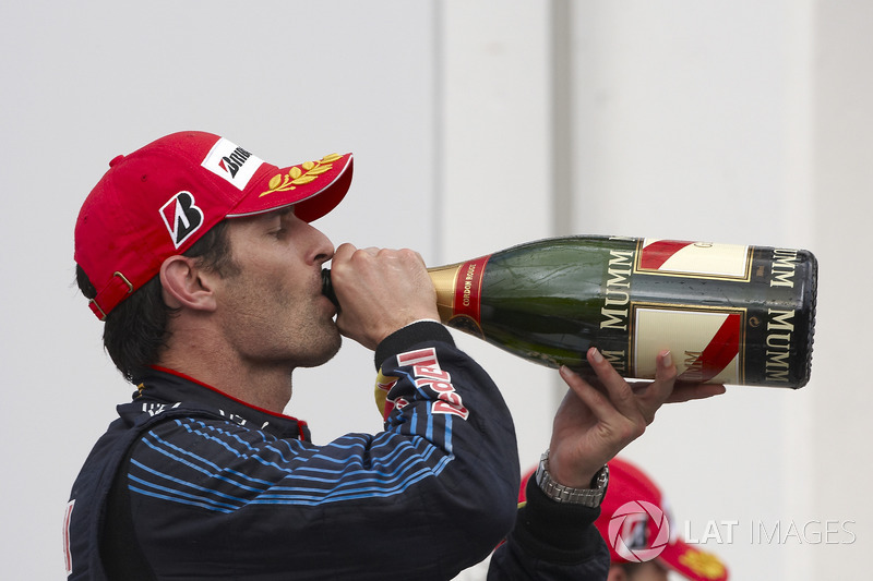 Podium: race winner Mark Webber, Red Bull Racing