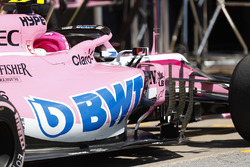 Esteban Ocon, Force India VJM11, in the pit lane