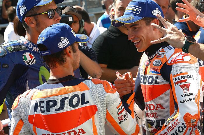 Tercero Dani Pedrosa, Repsol Honda Team y el  ganador de la pole Marc Márquez, Repsol Honda Team
