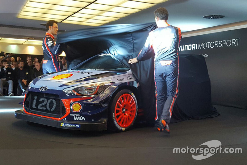 Hayden Paddon, Daniel Sordo, Thierry Neuville bei der Vorstellung des Hyundai i20 Coupe WRC