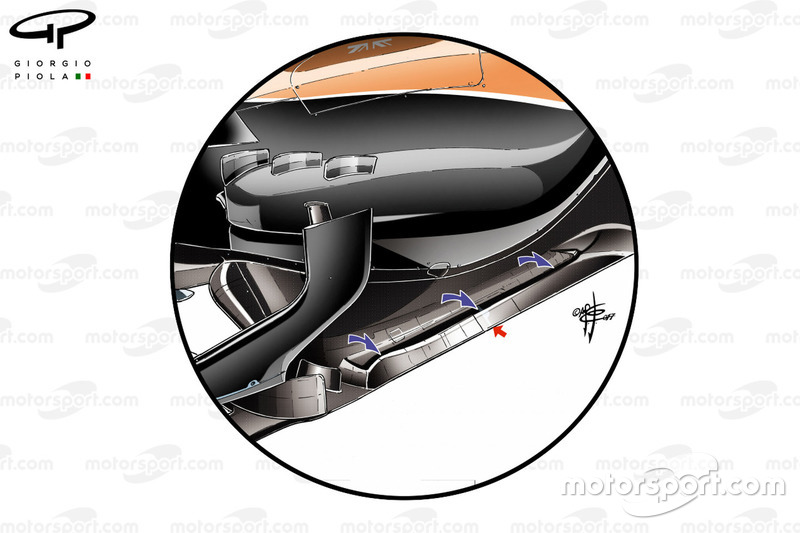 McLaren MCL32 floor details, captioned