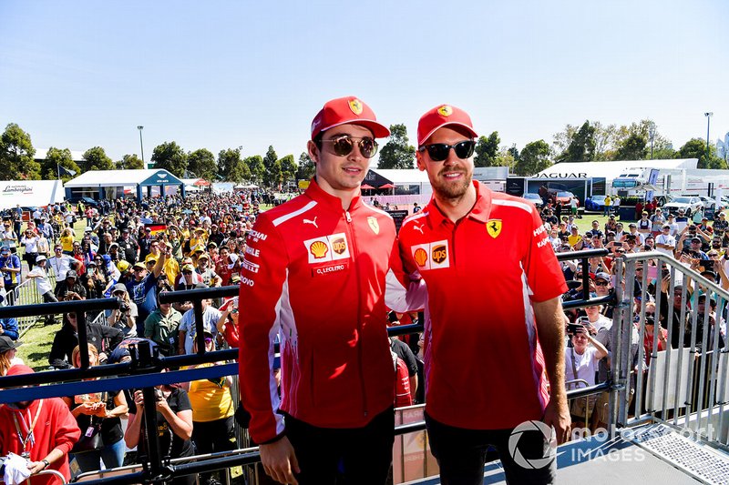 Sebastian Vettel, Ferrari y Charles Leclerc, Ferrari