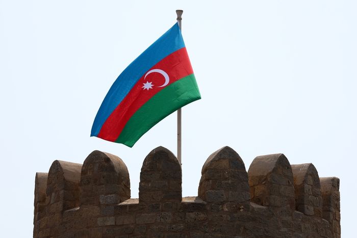 Azerbaijan flag flies above the track 