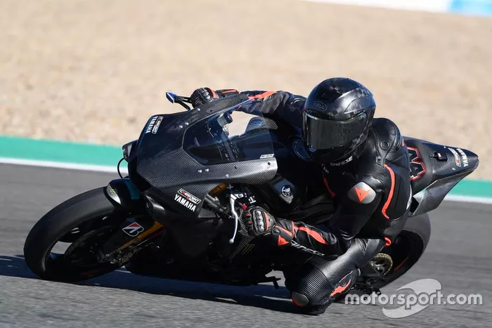 Lewis Hamilton testing the Yamaha Superbike