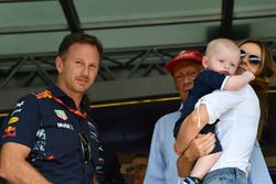 Christian Horner, Red Bull Racing y Geri Halliwell con su hijo Montague George Hector Horner