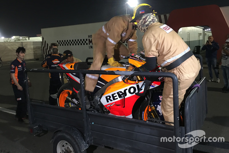 The bike of Marc Marquez, Repsol Honda Team after the crash