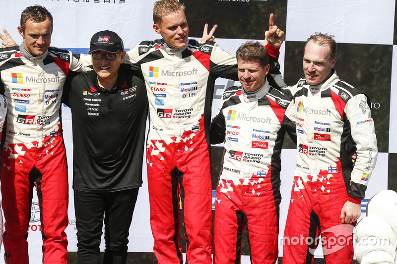 Podio: i vincitori Ott Tanak, Martin Järveoja, Toyota Yaris WRC, Toyota Gazoo Racing, al terzo posto Jari-Matti Latvala, Miikka Anttila, Toyota Yaris WRC, Toyota Gazoo Racing