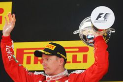 Kimi Raikkonen, Ferrari celebrates his second position on the podium