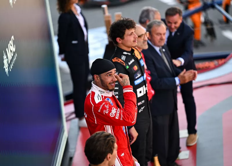 Lewis Hamilton, Ferrari, George Russell, Mercedes, Lando Norris, McLaren