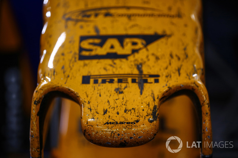 The nose of the McLaren MCL33 Renault after the race