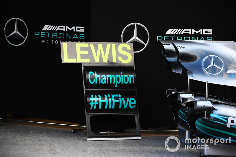 Pit board for five time World Champion Lewis Hamilton, Mercedes AMG F1