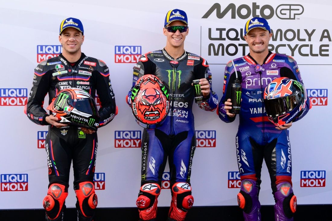 Fabio Quartararo, Yamaha Factory Racing, Jack Miller, Pramac Racing, Marco Bezzecchi, Aprilia Racing