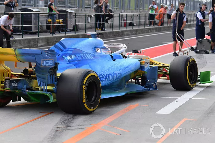 Robert Kubica, Williams FW41, con parafina en su coche