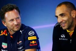 Christian Horner, Team Principal, Red Bull Racing, Cyril Abiteboul, Managing Director, Renault Sport F1 Team, in the FIA Press Conference